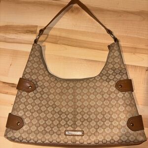 Nine West Tan and Brown Geometric Shoulder Bag